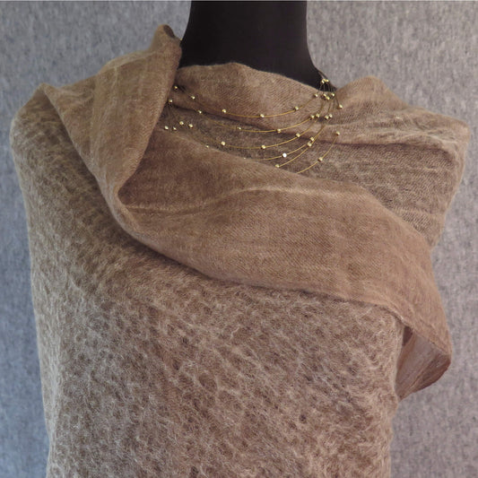 Ultra light Mongolian Cashmere wrap | Light Brown