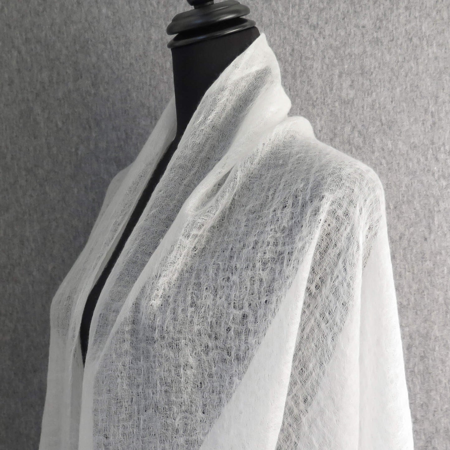 White Cashmere Scarf | Ultra light Mongolian Cashmere | All season wrap