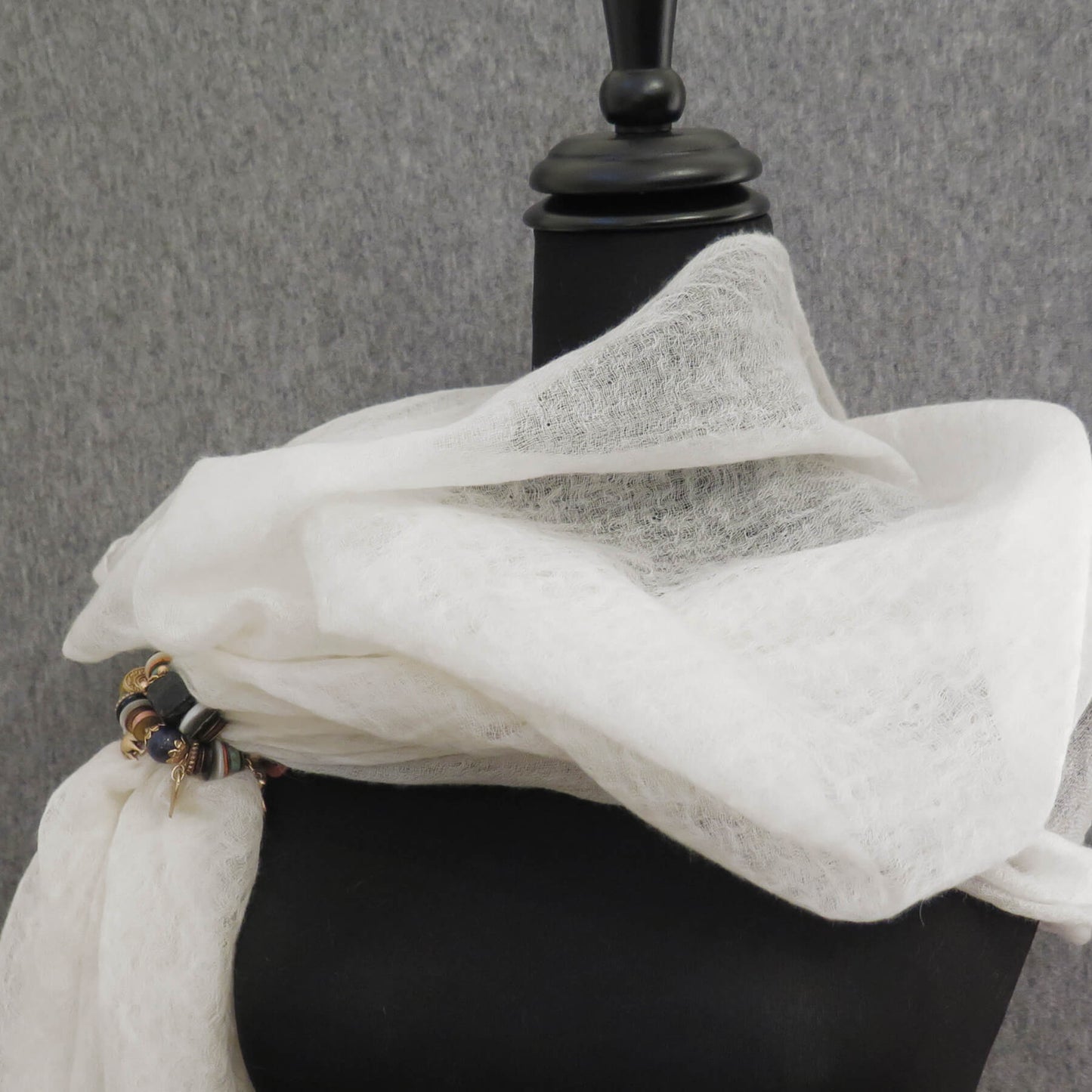 White Cashmere Scarf | Ultra light Mongolian Cashmere | All season wrap