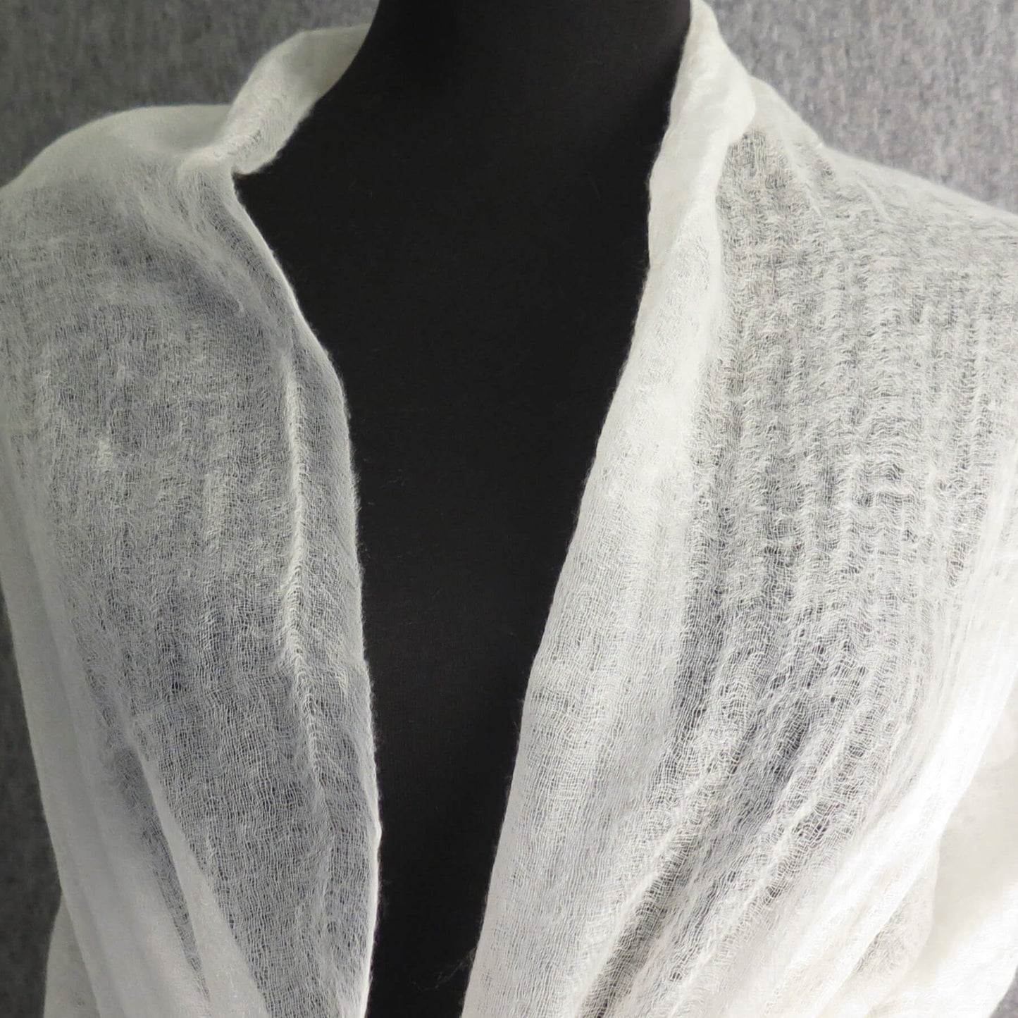 White Cashmere Scarf | Ultra light Mongolian Cashmere | All season wrap