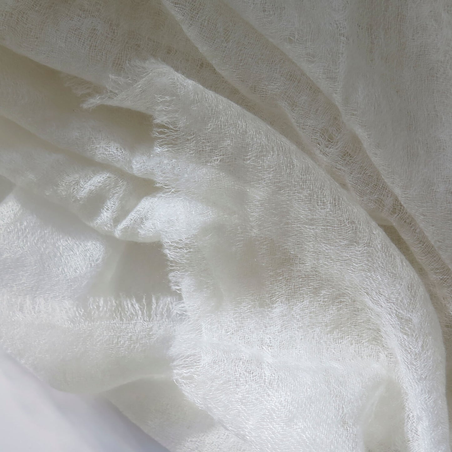 White Cashmere Scarf | Ultra light Mongolian Cashmere | All season wrap