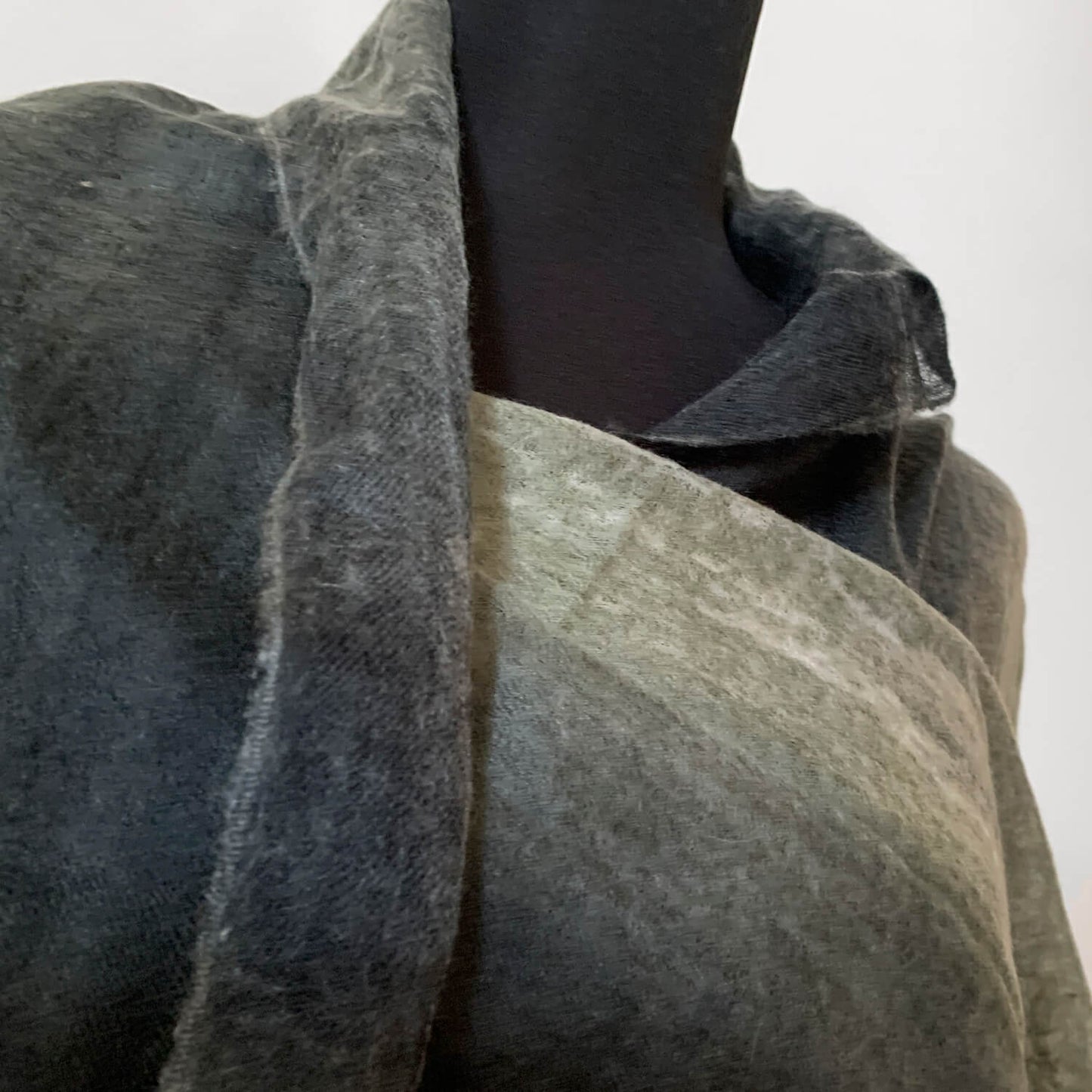 Charcoal Japanese Watercolour Cashmere Scarf | Ultra light Pure Mongolian Cashmere | All season wrap