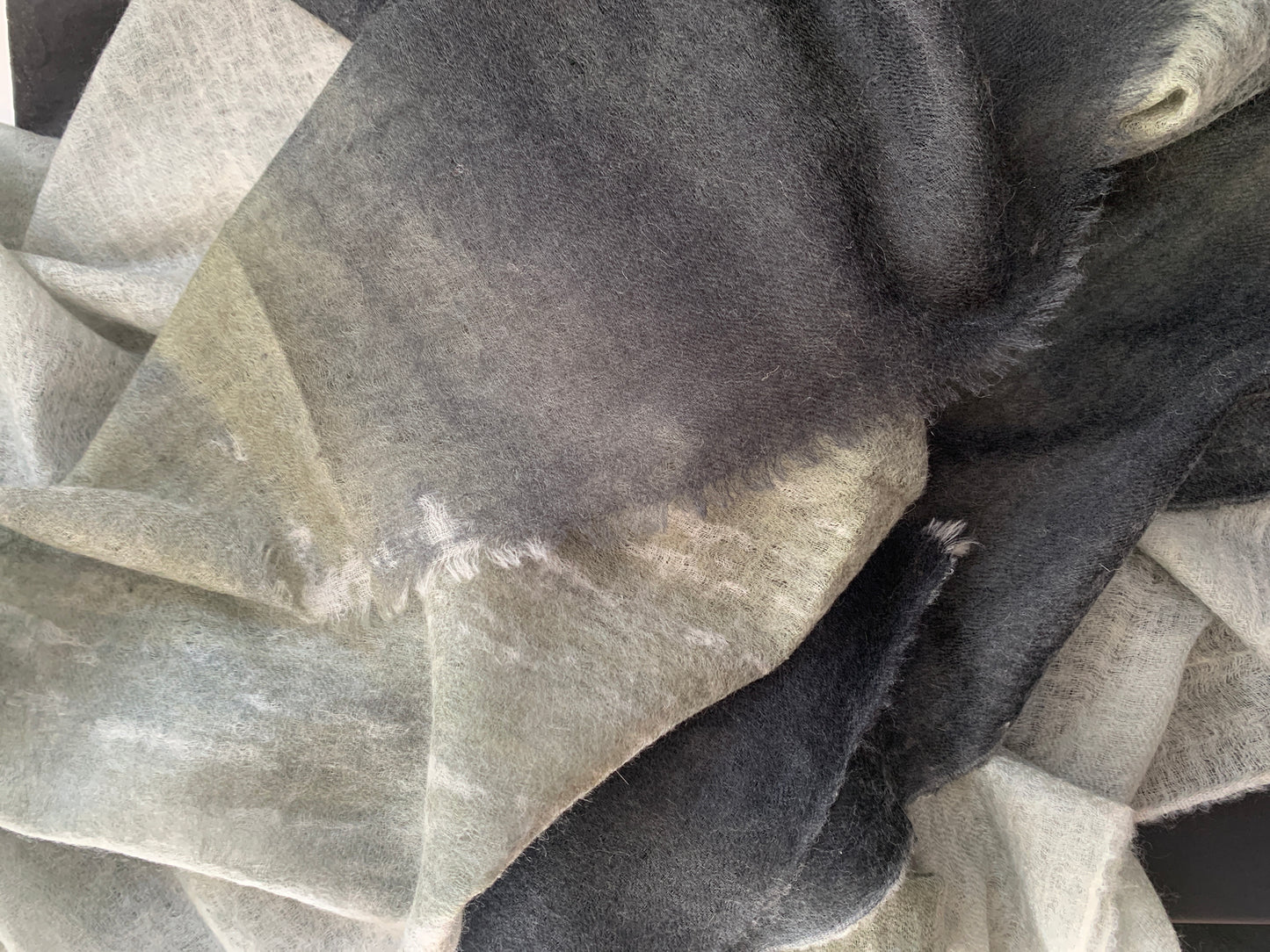 Charcoal Japanese Watercolour Cashmere Scarf | Ultra light Pure Mongolian Cashmere | All season wrap