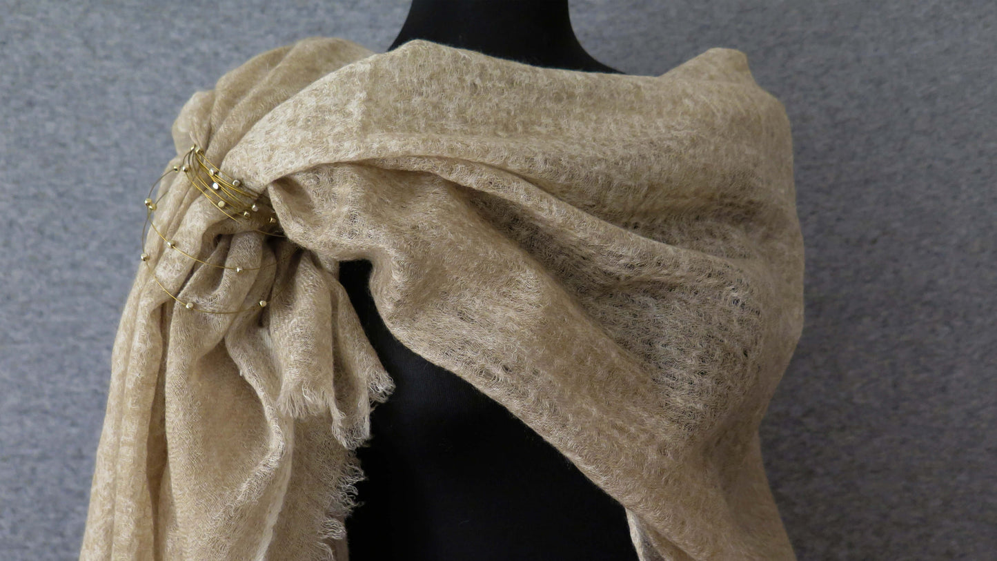 Fawn Cashmere Scarf | Ultra light Pure Mongolian Cashmere | All season wrap