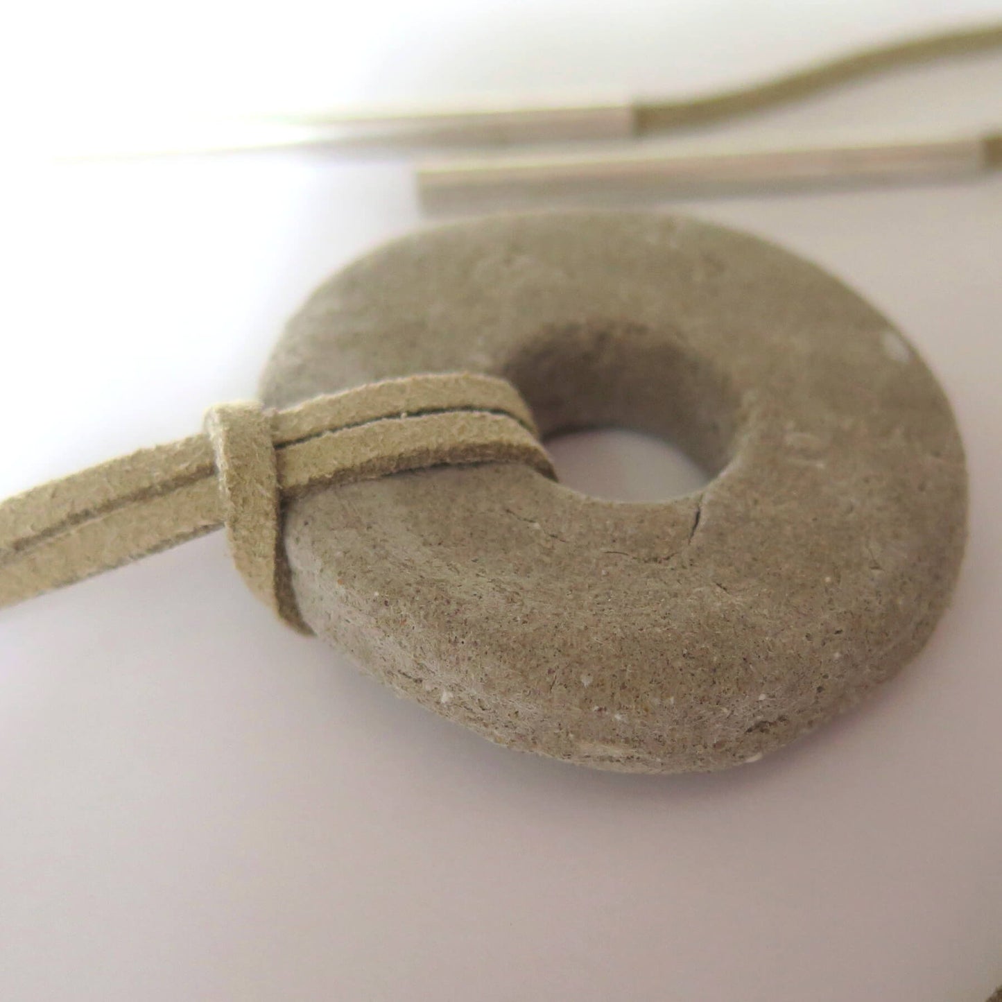 Oslo rock handmade grey pendant | Adjustable length vegan suede cord necklace