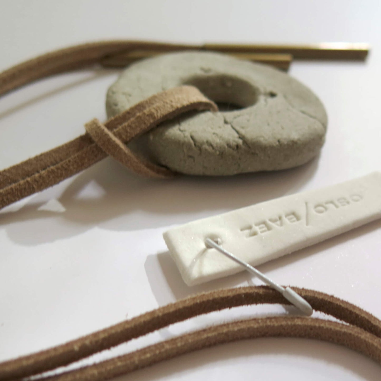 Oslo rock handmade grey pendant | Adjustable length vegan suede cord necklace