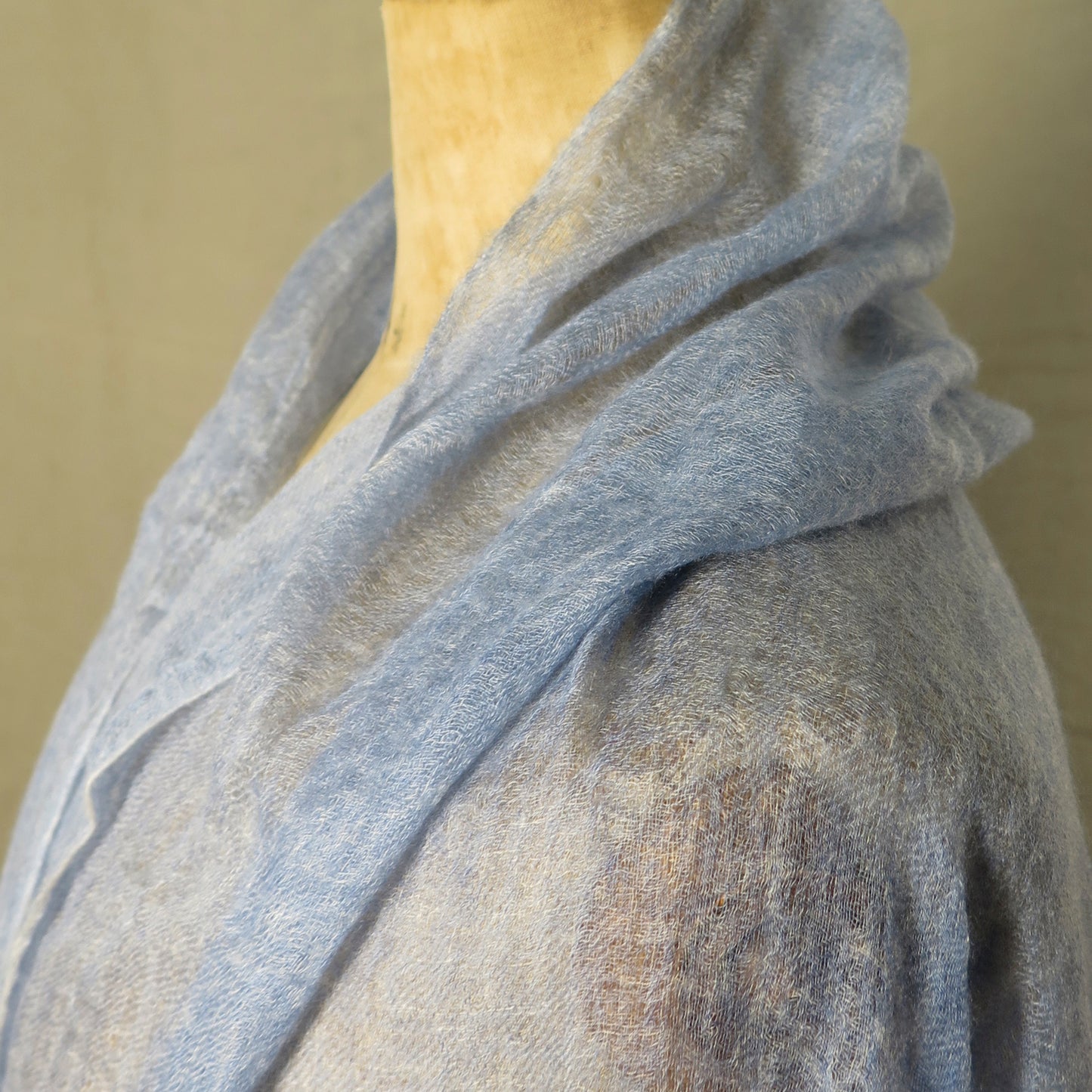 Light Blue Cashmere Scarf | Ultra light Mongolian Cashmere | All season wrap