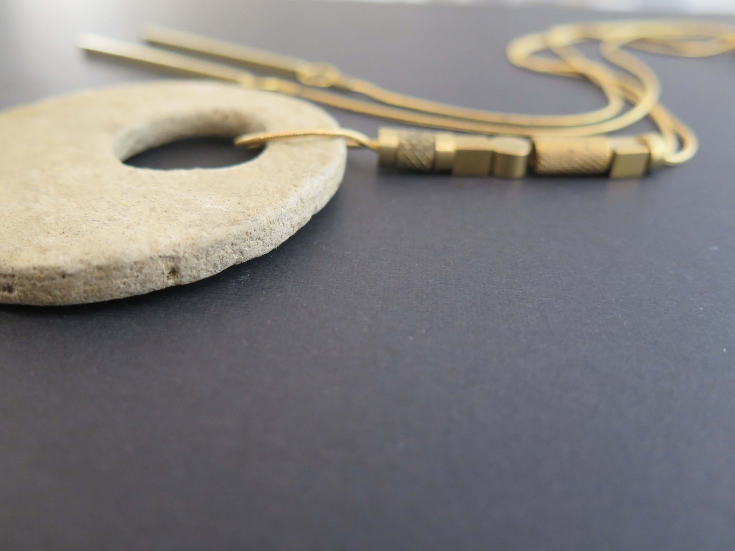 Wild stone eclipse | Raw brass and gold plate necklace