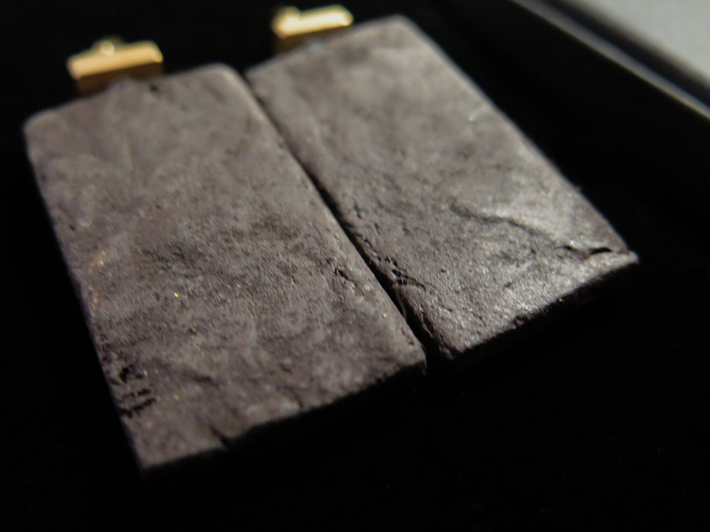 Java stone narrow slab | Brass and gold plate earrings