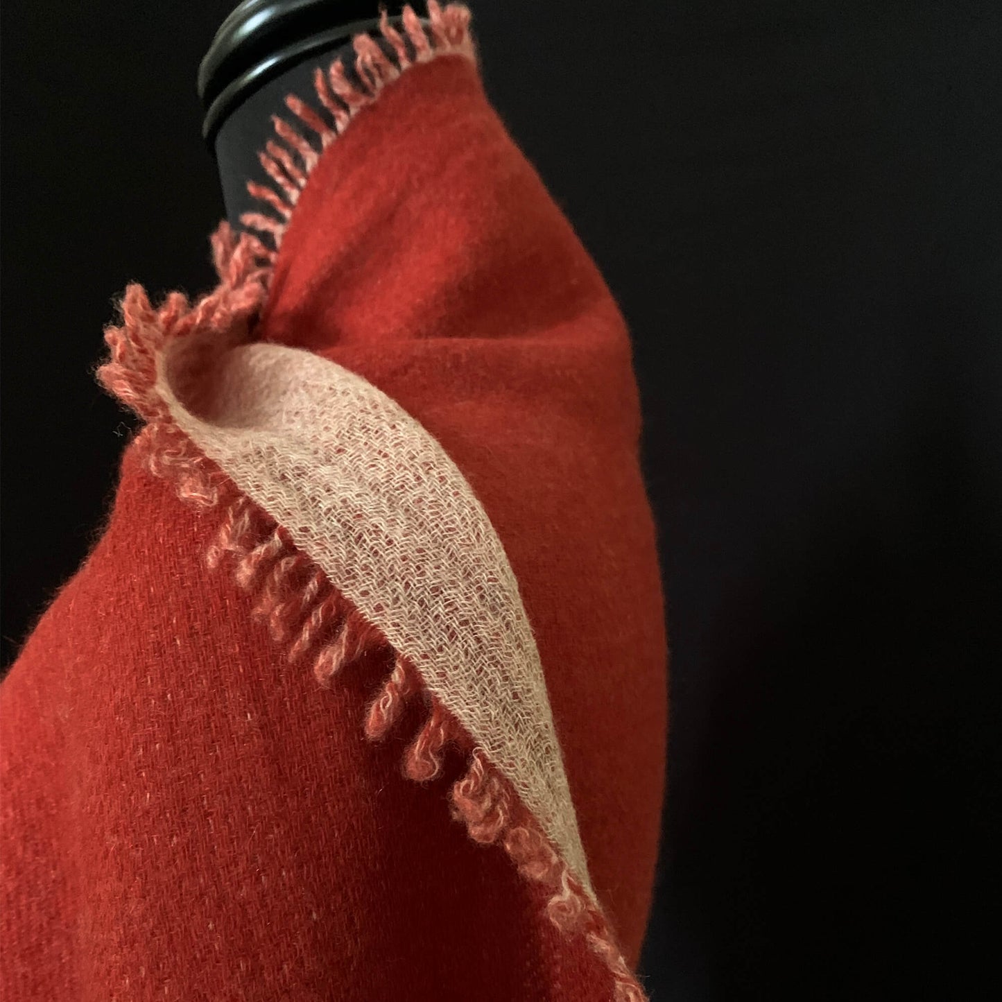 Mongolian cashmere wrap | Rich burnt red with fringe