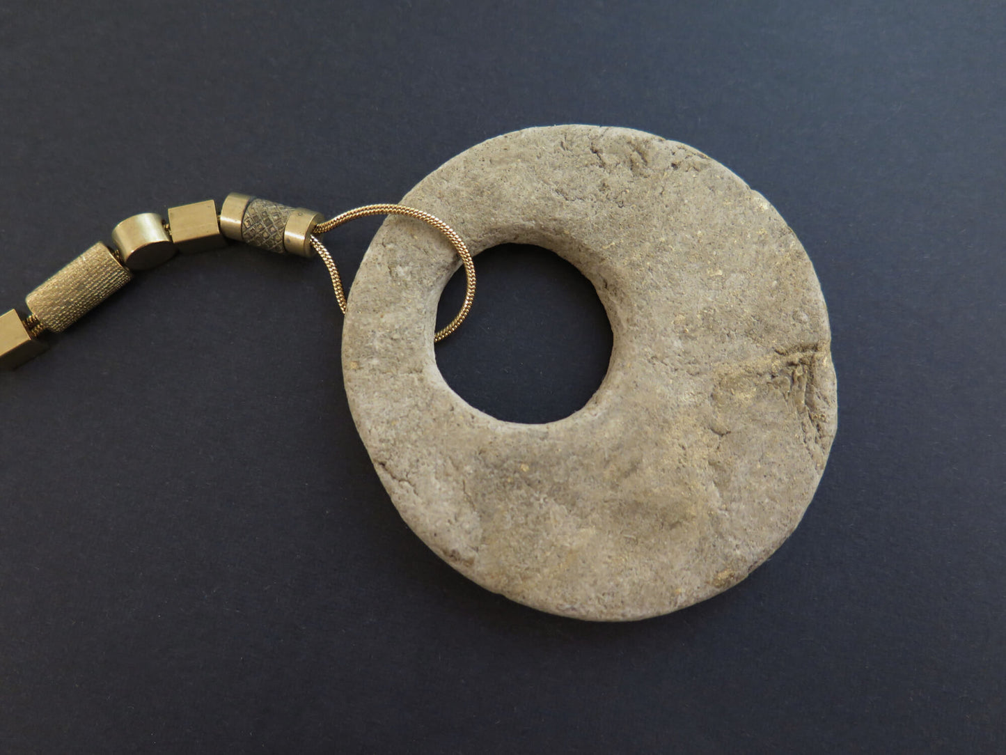 Wild stone eclipse | Raw brass and gold plate necklace