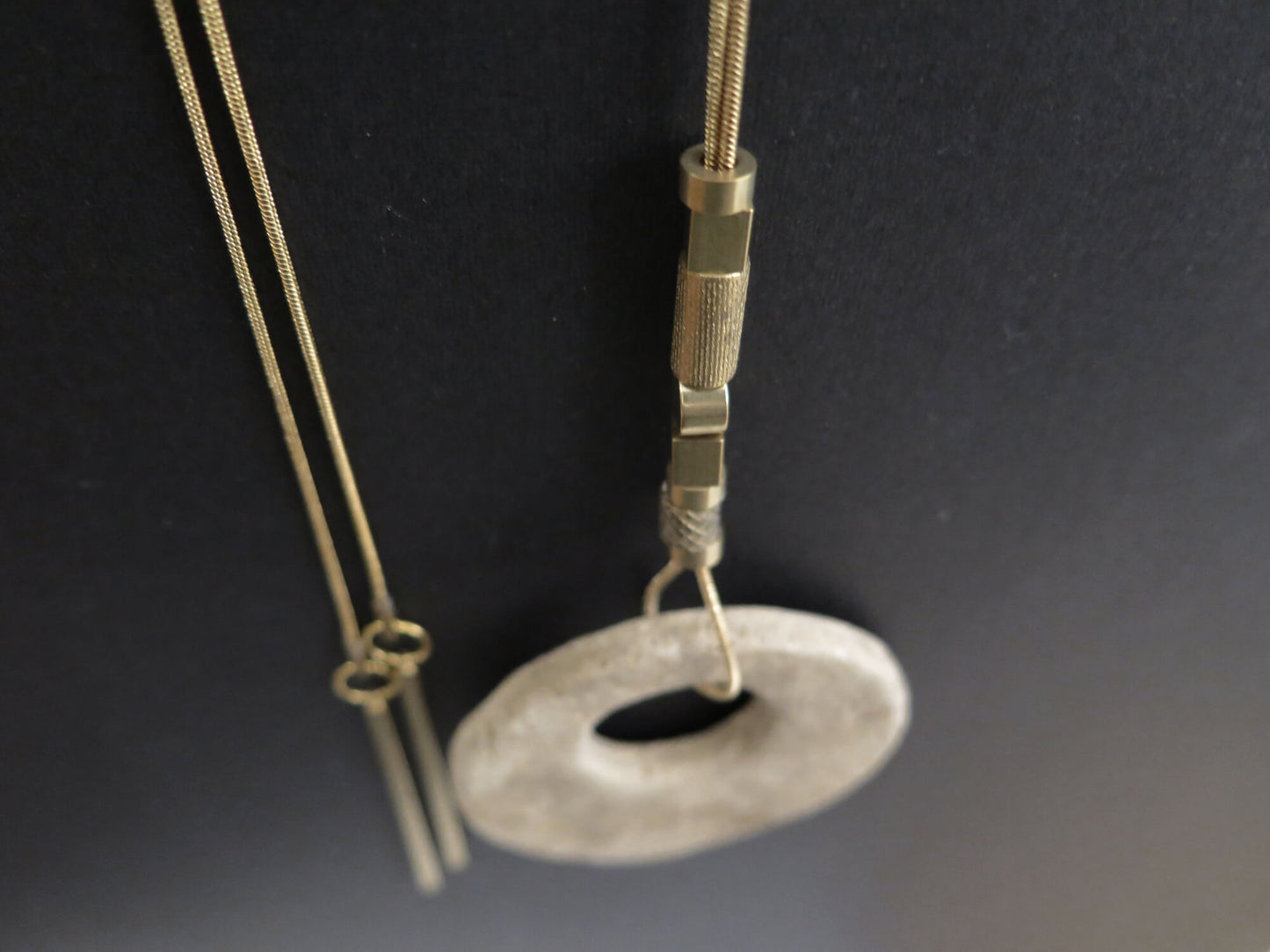 Wild stone eclipse | Raw brass and gold plate necklace