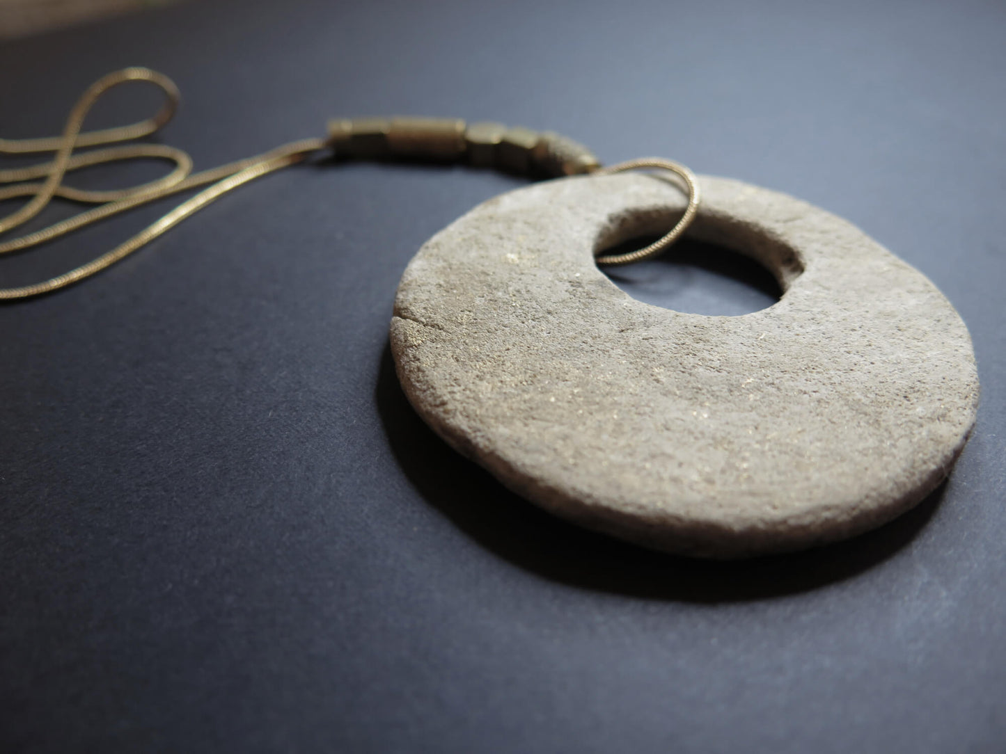 Wild stone eclipse | Raw brass and gold plate necklace
